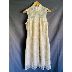 Vtg Jessica McClintock Boho Bridal Wedding Victorian White Dress Lace Overlay 12